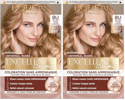 L OREAL PARIS Coloration Cheveux Universal Nudes 8 Blond Clair Excellence - La Bo&icirc;te