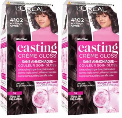 L OREAL PARIS Coloration cr&egrave;me Gloss Cool Brunette, marron givr&eacute; 4102 