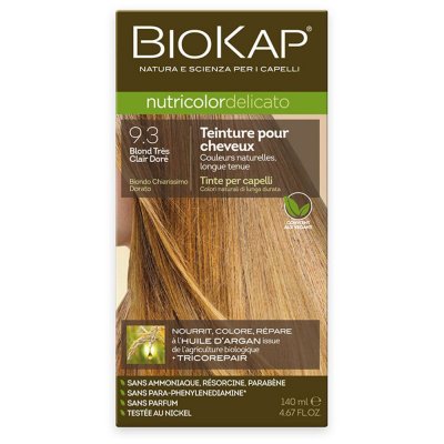 BIOKAP Coloration Nutricolor Delicato 9.3 Blond Tr&egrave;s Clair Dor&eacute; 140 Ml 