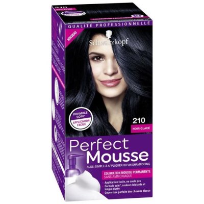 PERFECT MOUSSE Coloration Permanente 210 Noir Glac&eacute; Schwarzkopf - Le Kit De 92,5 Ml