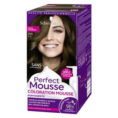PERFECT MOUSSE Coloration Permanente Ch&acirc;tain 500 Schwarzkopf - La Boite De 92,5 Ml