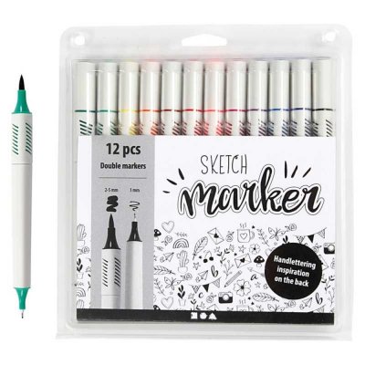 CREOTIME Colortime marqueurs d'esquisse &eacute;paisseur de ligne 1/2-5 mm multicolore 12 pi&egrave;ces