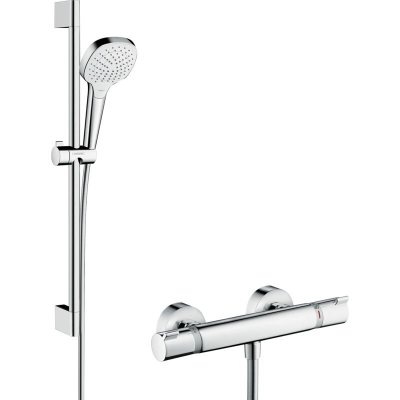 HANSGROHE Combi douche Vario avec barre 65cm / Ecostat Comfort blanc/chrom&eacute;