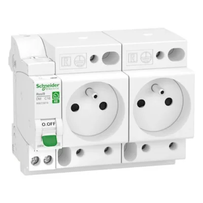 SCHNEIDER ELECTRIC Combin&eacute; + 2 prises de courant XE Resi9 - 1P+T - 16 A - Embrochable