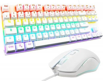 THE G LAB Combo Gaming Clavier m&eacute;canique TKL + Souris - THE G-LAB - COMBO MERCURY W - Blanc