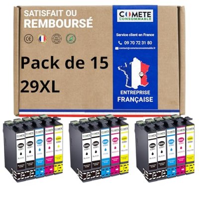 COMETE CONSOMMABLE COMETE - 29XL - 15 Cartouches d'encre Compatibles Epson 29XL - Marque fran&ccedil;aise