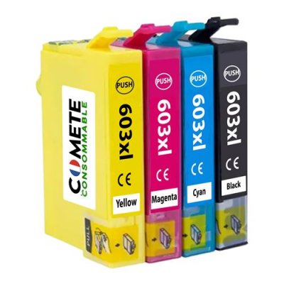 COMETE CONSOMMABLE COMETE - 603XL - 4 Cartouches d'encre Compatibles Epson 603 XL - Marque fran&ccedil;aise