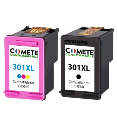 COMETE CONSOMMABLE  301 xl 2 cartouche d'encre compatibles avec hp 301 xl 301xl noir + couleur