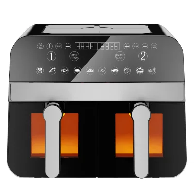 COMFY NEST  Friteuse &agrave; air CNAFD45WB 2400W avec double panier et fen&ecirc;tre - Gris et Noir