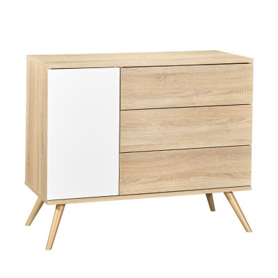Commode 1 porte 3 tiroirs 95x115x50cm en Bois Marron