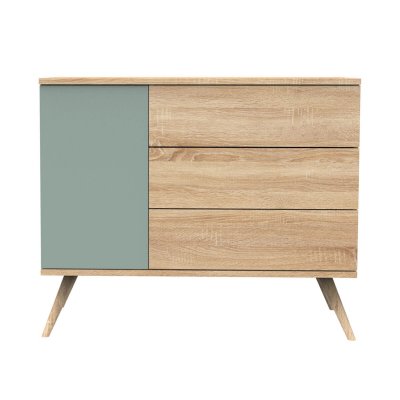 Commode 3 tiroir et 1 porte Seventies sauge