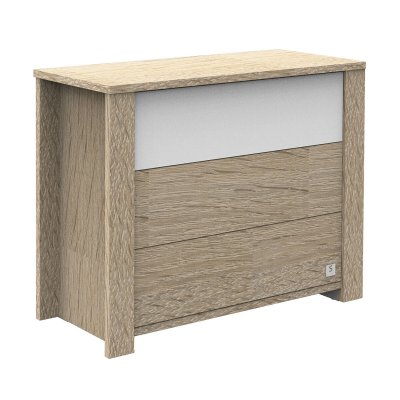 Commode 3 tiroirs antonin - bois et blanc