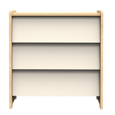 Commode 3 Tiroirs Fa&ccedil;ades Inclin&eacute;es En Bois D&eacute;cor Ch&ecirc;ne Miel