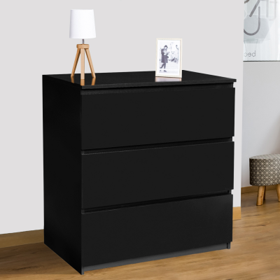 Commode 3 tiroirs TOMI bois noir 