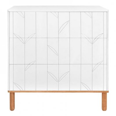 Commode 3 tiroirs toteme botanic - blanc et bois