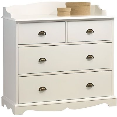 BEAUX MEUBLES PAS CHERS Commode 4 Tiroirs Blanche + Cr&eacute;dence