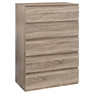 Commode 5 Tiroirs Design ""Dolo"" 118cm Naturel Marron