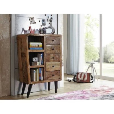 Commode 79x40 Bois de r&eacute;cup&eacute;ration laqu&eacute; Multicolore SIXTIES #105