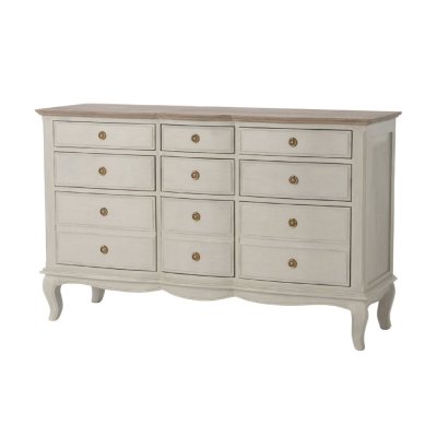 Commode 9 tiroirs beige Maddy - - Blanc - Bois