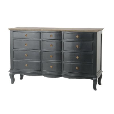 Commode 9 tiroirs MADDY 140X45X90 cm gris - - Gris - Bois
