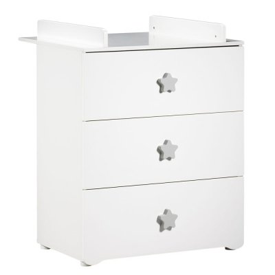 BABY PRICE Commode a langer 3 tiroirs - Boutons etoile gris - New Basic