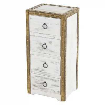 Commode &agrave; tiroirs Duran style shabby vintage 70x33x26cm blanc