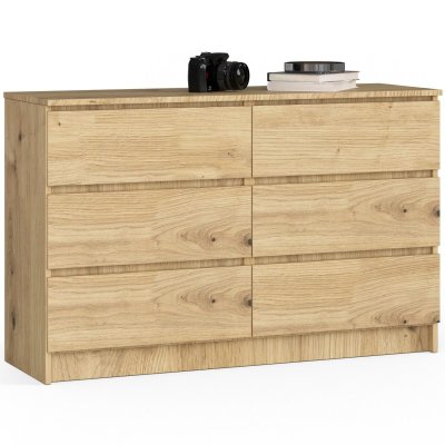 Commode akord k120 ch&ecirc;ne artisan 120 cm 6 tiroirs fa&ccedil;ade ch&ecirc;ne artisan 120x40x77 cm