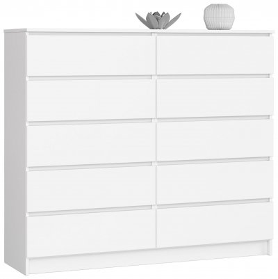 Commode akord k140 blanche 138 cm 10 tiroirs fa&ccedil;ade blanche 138x40x121 cm