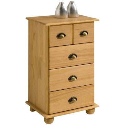Commode apothicaire COLMAR en pin massif, 4 tiroirs, finition cir&eacute;e 