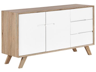 Commode au style moderne avec 3 tiroirs et 2 compartiments &agrave; portes