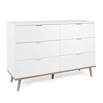 Commode avec 6 tiroirs en bois blanc 86,5x120x40cm 