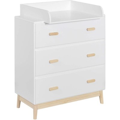 MOBILI REBECCA Commode avec table &agrave; langer et 3 tiroirs en MDF blanc
