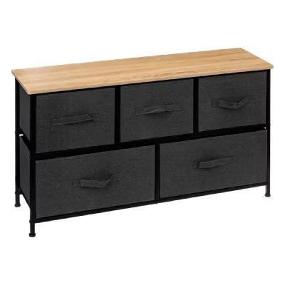 Commode basse 5 tiroirs tissa gris fonc&eacute; 5five - gris fonc&eacute;