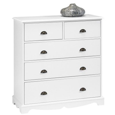 Commode blanche 5 tiroirs style anglais