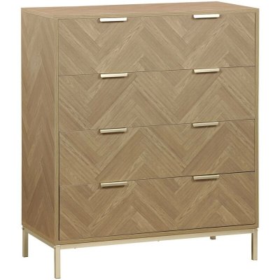 Commode budapest. Quatre tiroirs. D&eacute;cor chevrons l 80 x l 40 x h 95cm