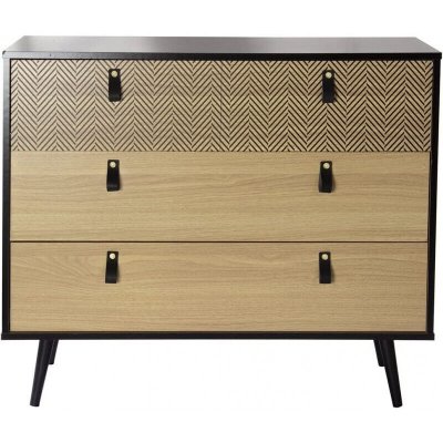 Commode contemporaine effet bois chelsea - l. 98 x h. 82 cm - noir
