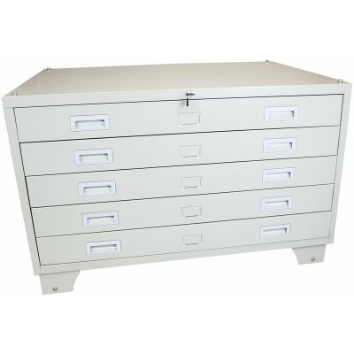 Commode d&acute;architectes m&eacute;tallique, verrouillable, &agrave; 5 tiroirs a1