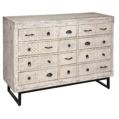 Commode Design 12 Tiroirs ""Ajay pouces 126cm Naturel Beige 
