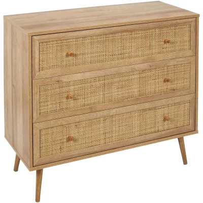 Commode En Bois 3 Tiroirs ""bali"" 90cm Naturel - Paris Prix Beige