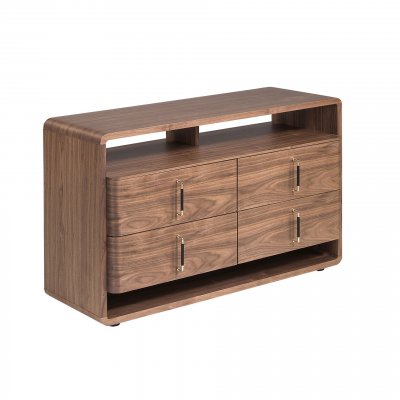 Commode en noyer et PVC noir 7226, 120 x 43 x 75 cm