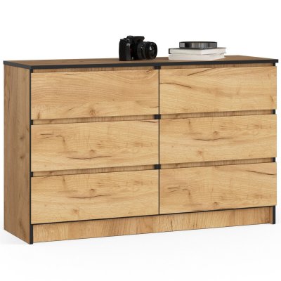 Commode K120 Ch&ecirc;ne Craft 120 cm 6 tiroirs fa&ccedil;ade Ch&ecirc;ne Craft 120x40x77 cm