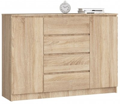 Commode K140 Ch&ecirc;ne Sonoma 138 cm 2 portes 4 tiroirs fa&ccedil;ade Ch&ecirc;ne Sonoma 4 &eacute;tag&egrave;res 138x40x99 cm