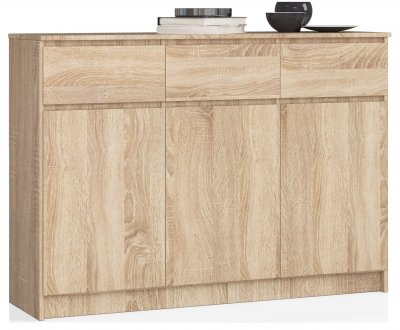 Commode K140 Ch&ecirc;ne Sonoma 138 cm 3 portes 3 tiroirs fa&ccedil;ade Ch&ecirc;ne Sonoma 6 &eacute;tag&egrave;res 138x40x99 cm