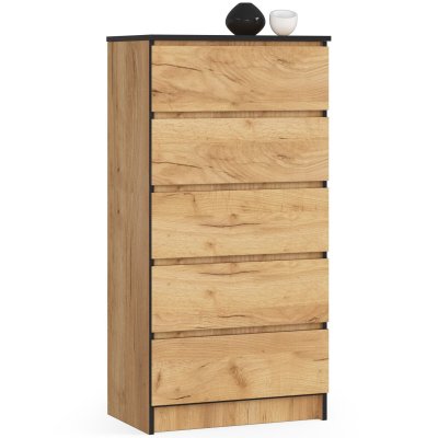 Commode K60 Ch&ecirc;ne Craft 60 cm 5 tiroirs fa&ccedil;ade Ch&ecirc;ne Craft 60x40x121 cm