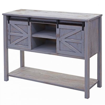 Commode MENDLER HWC-D57 81x102x34cm style shabby vintage gris fonc&eacute;