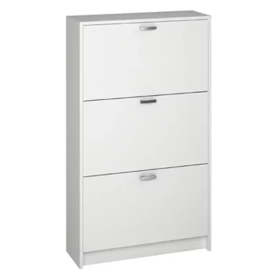 Commode Meuble &agrave; chaussures, coloris blanc - Longueur 70 x Hauteur 120 x Profondeur 25 cm