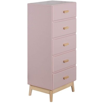 Commode pour enfants avec 5 tiroirs en MDF rose