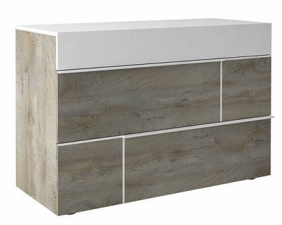 Commode PRADO blanc-bois commode 3 tiroirs 
