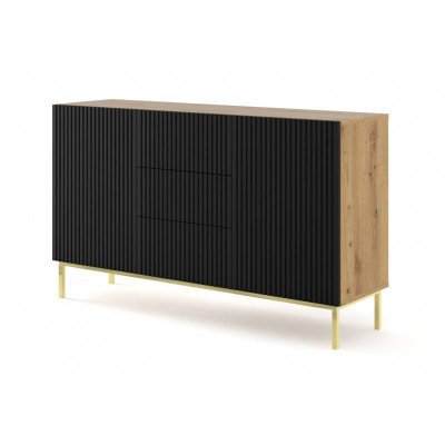 Commode ravenna b 150 cm ch&ecirc;ne artisanal / noir + cadre