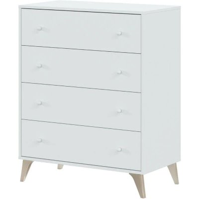 Commode scandinave zora 4 tiroirs l77,5cm x p40cm x h95cm - blanc